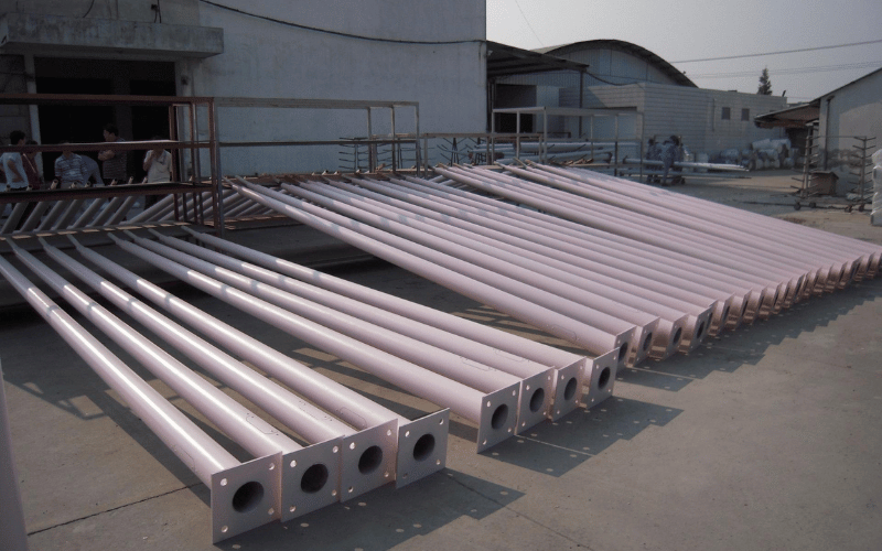 Streetlight poles made of durable materials (galvanized steel)