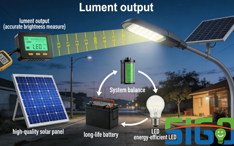 태양광 가로등의 밝기