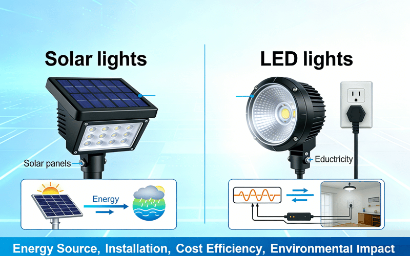 Luzes solares vs. luzes LED: qual a diferença?