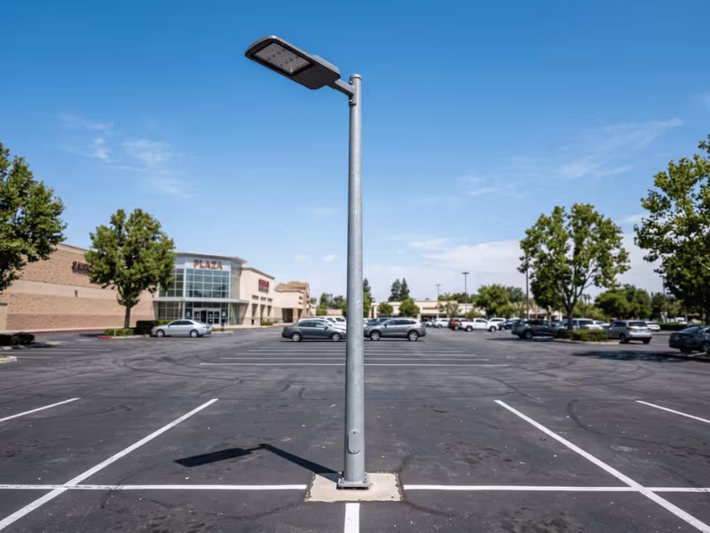 LED street light pole in a parking lot LED street light pole in a parking lot
