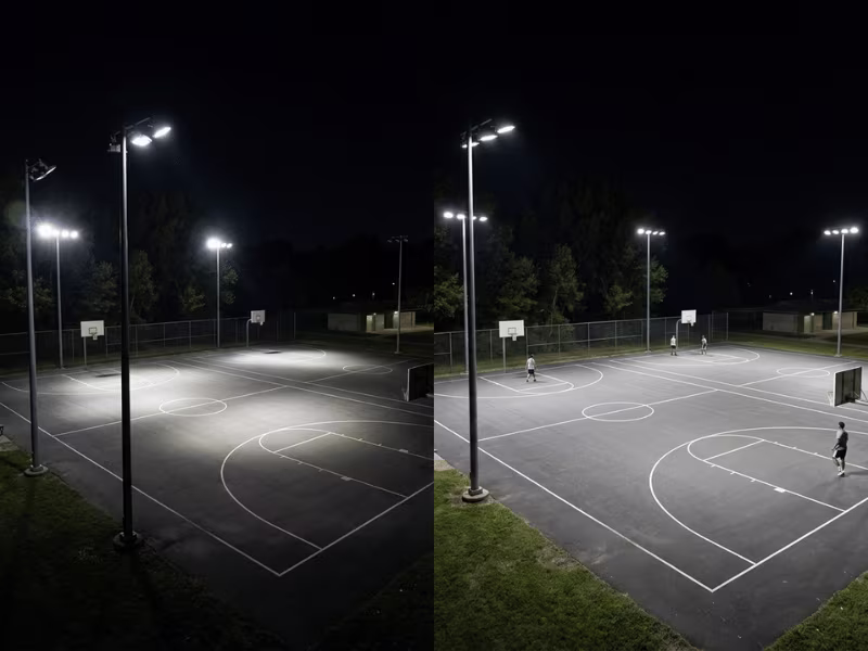 LED flood lights for court Lumens vs lux on court