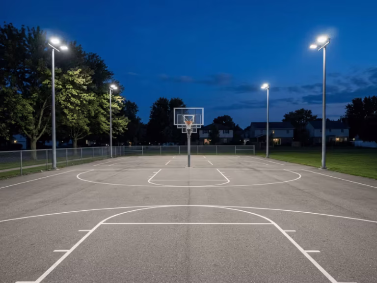 Outdoor basketball court lighting