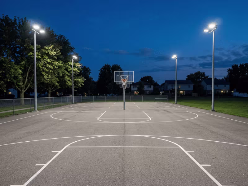 Outdoor basketball court lighting