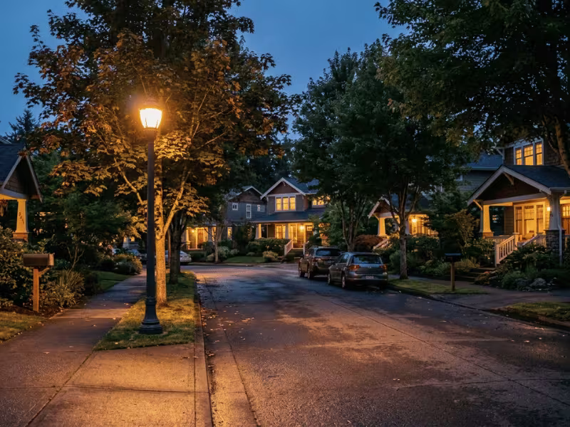 Short street light on a suburban residential street Short street light on a suburban residential street