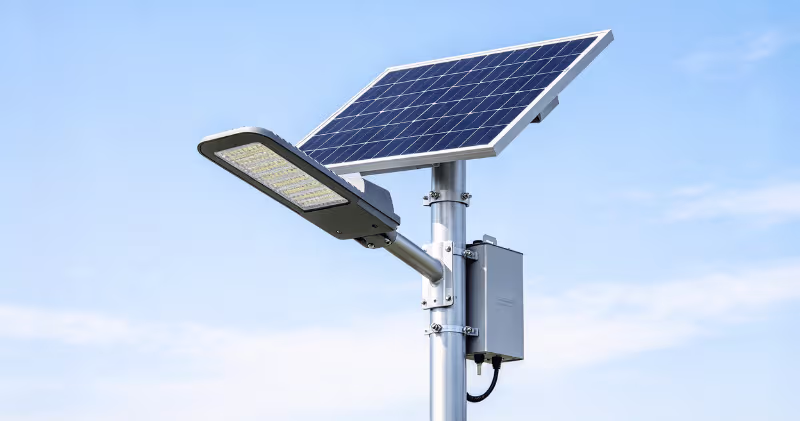 Solar street light on a pole Solar street light on a pole