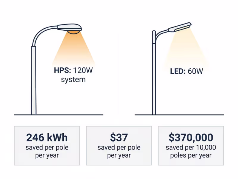 HPS vs LED street light energy savings comparison HPS vs LED street light energy savings comparison