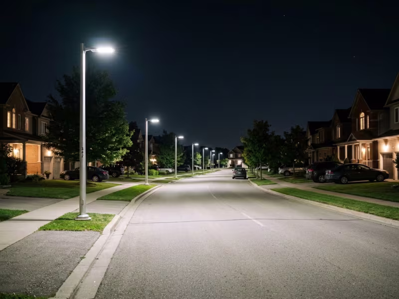 LED street lights on empty road LED street lights on empty road