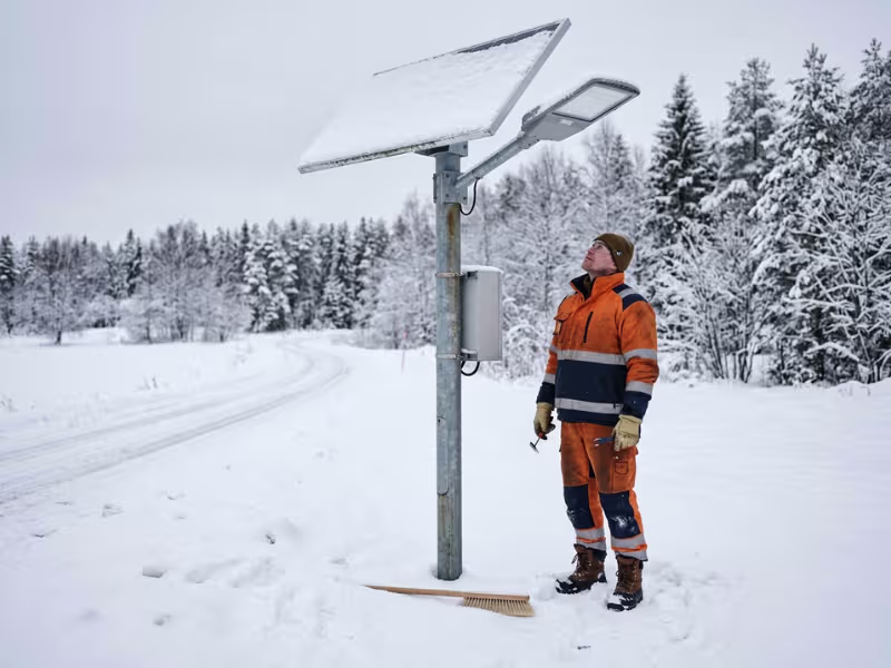 Winter inspection of solar street light Winter inspection of solar street light